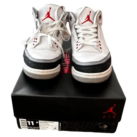Jordan 3 Retro Tinker Hatfield-Size 11 1/2 NIKE AIR JORDAN 3 III RETRO TINKER HATFIELD SP BLACK CEMENT  main image 2